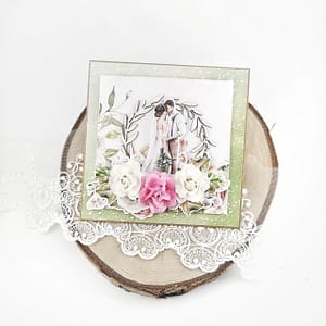 Piękna, ręcznie robiona kartka ślubna z różami. Personalizacja w cenie.